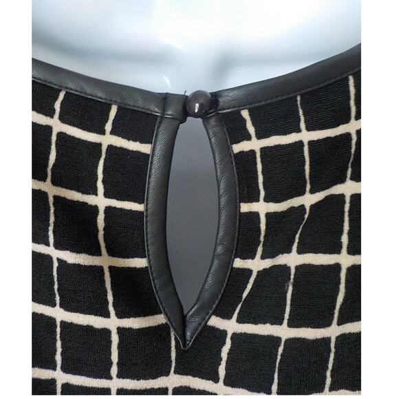 Connected Apparel Women 8 Black Squares Knit Dress Fit Flare Half Sleeve Keyhole - Picture 7 of 11